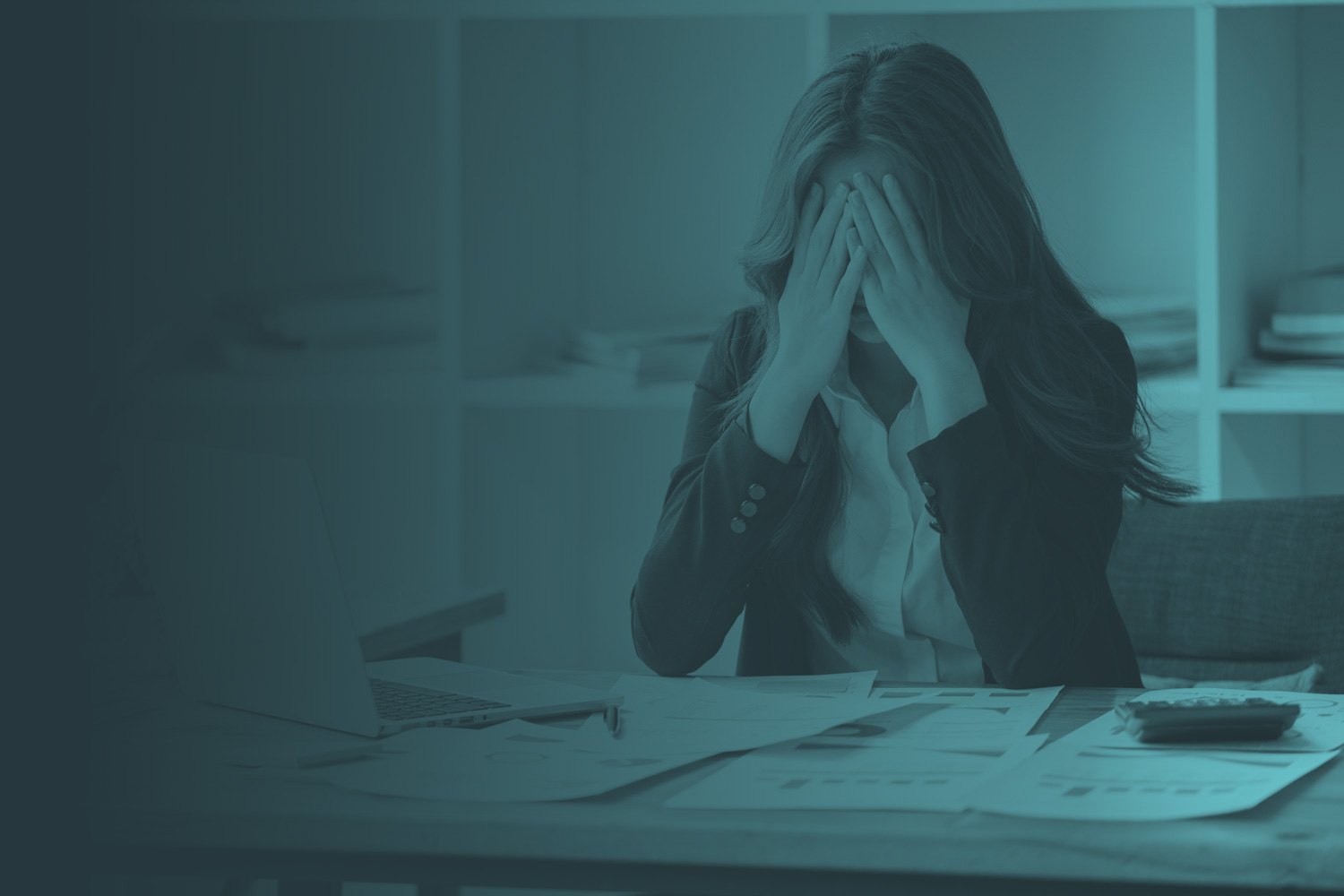 upset woman at work