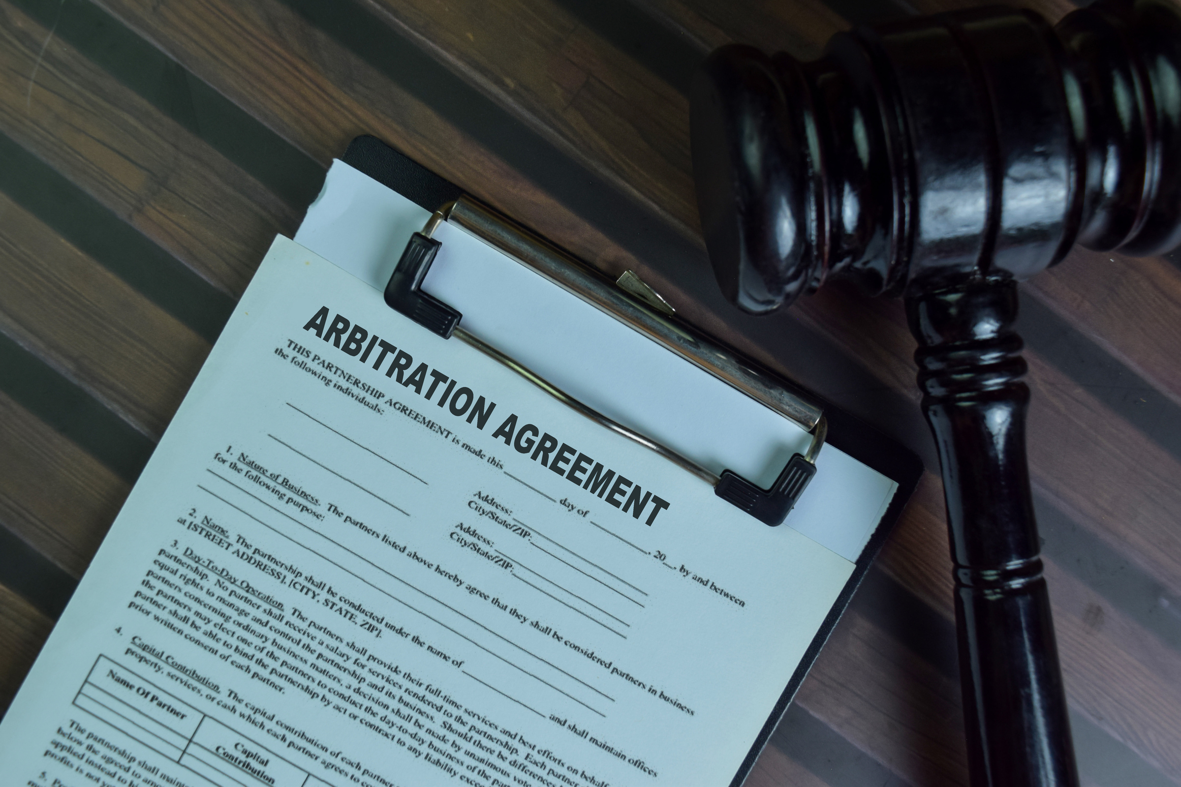 A copy of an arbitration agreement used in a New York business.